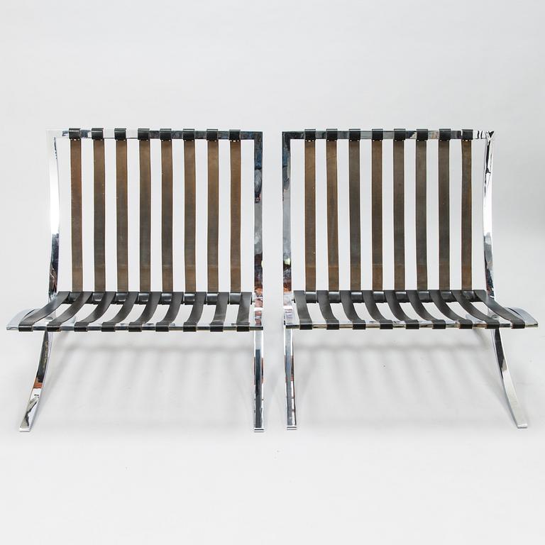 LUDWIG MIES VAN DER ROHE, A pair 'Barcelona' chairs for Knoll International, probably 1950's.