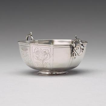 Jöran Hieronymi Bernegau, bränvinsskål, silver, Norrköping (verksam 1648-1679). Barock.