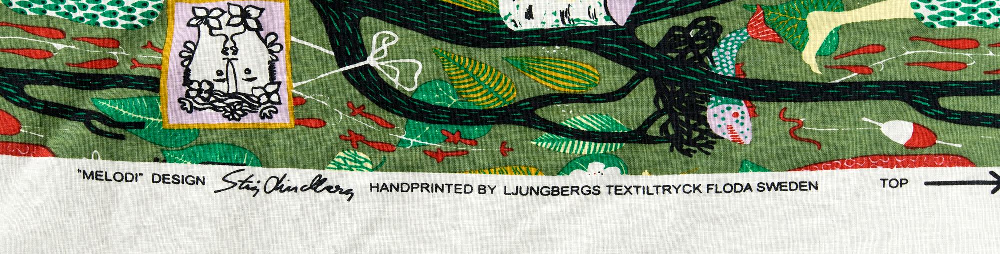 TYG. "Melodi" Design Stig Lindberg, Ljungbergs Textiltryck Floda SWEDEN.