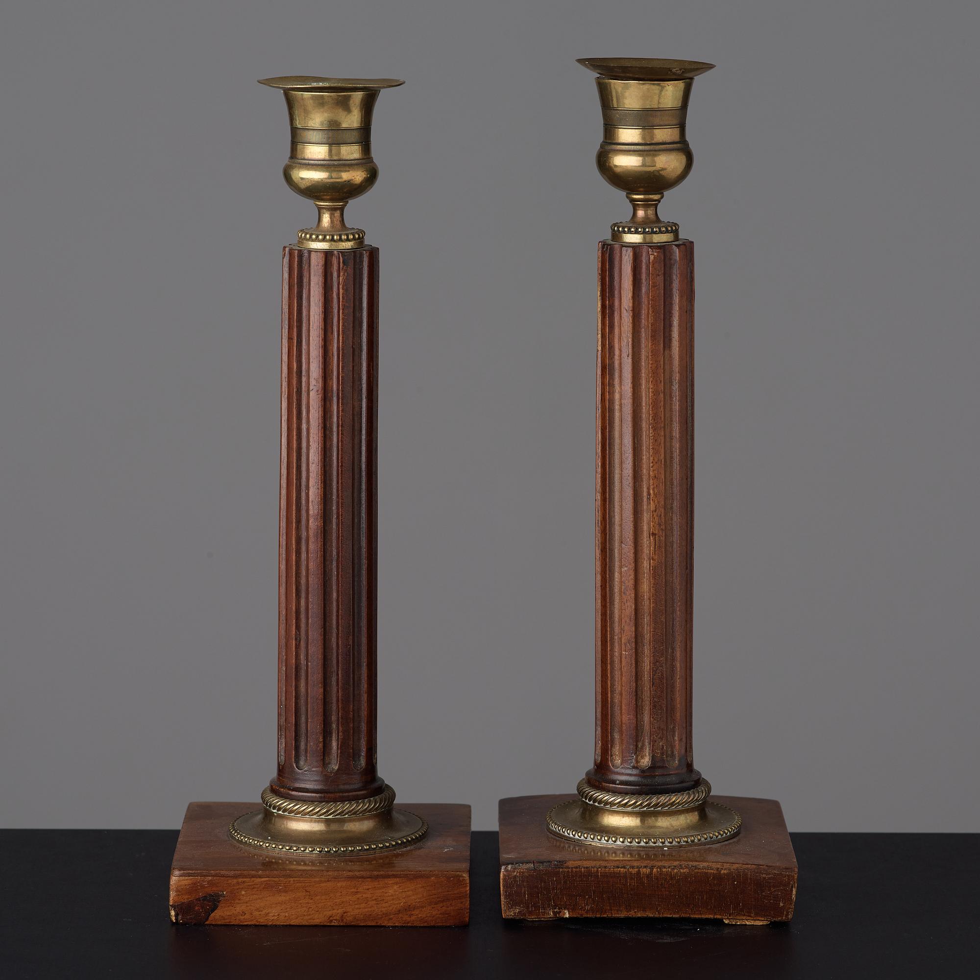 A pair of late Gustavian late 18th century candlesticks.