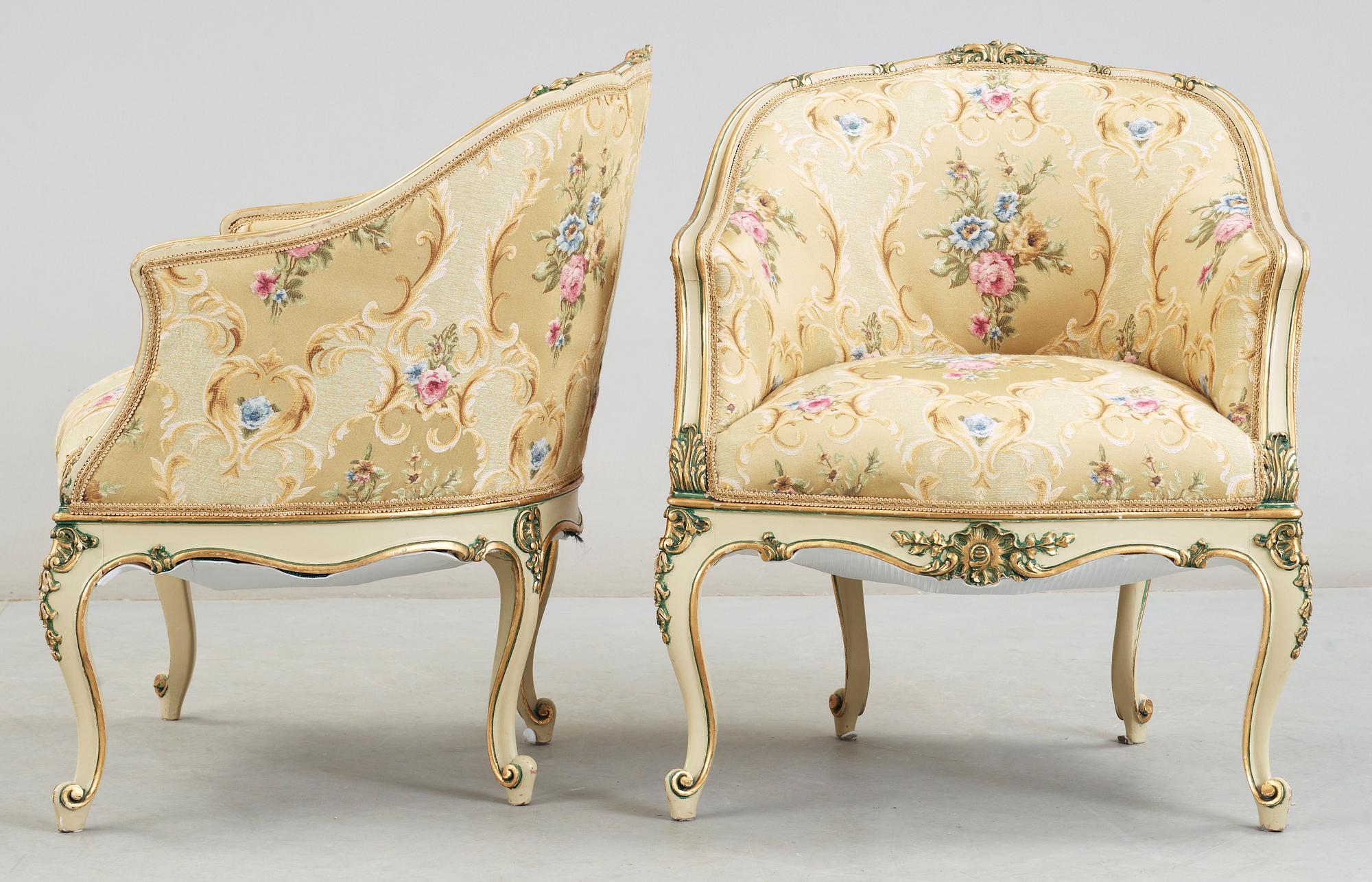 SOFFGRUPP, 7 delar, Nyrokoko, 1800-talets slut.