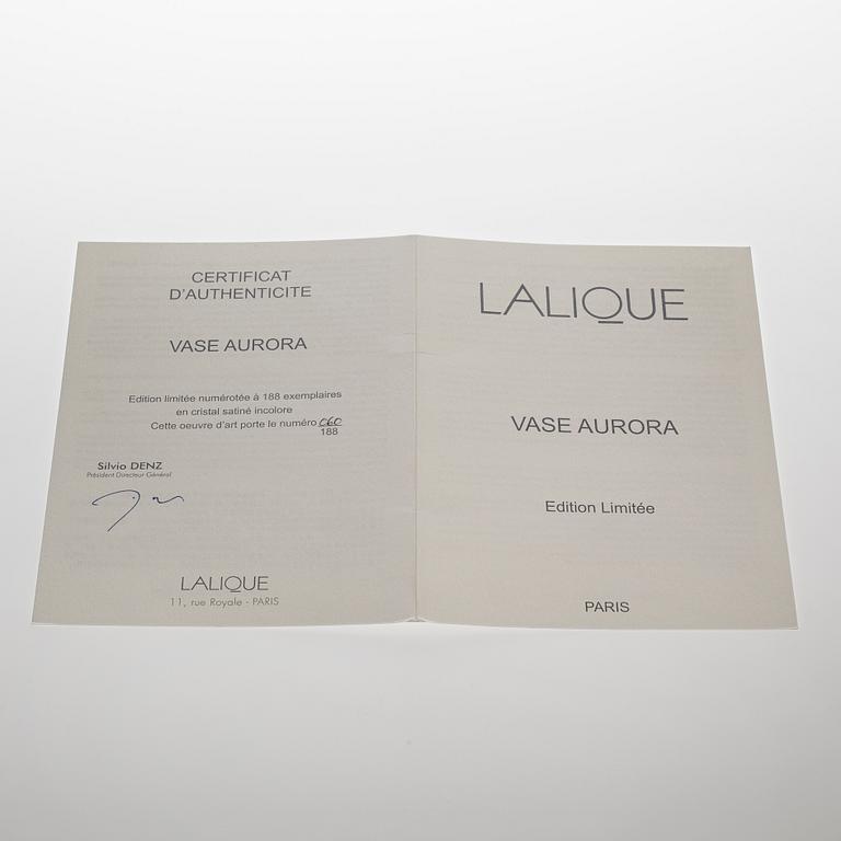 A Lalique glass vase, "Aurora", numbered 060/188 from the 21st century.