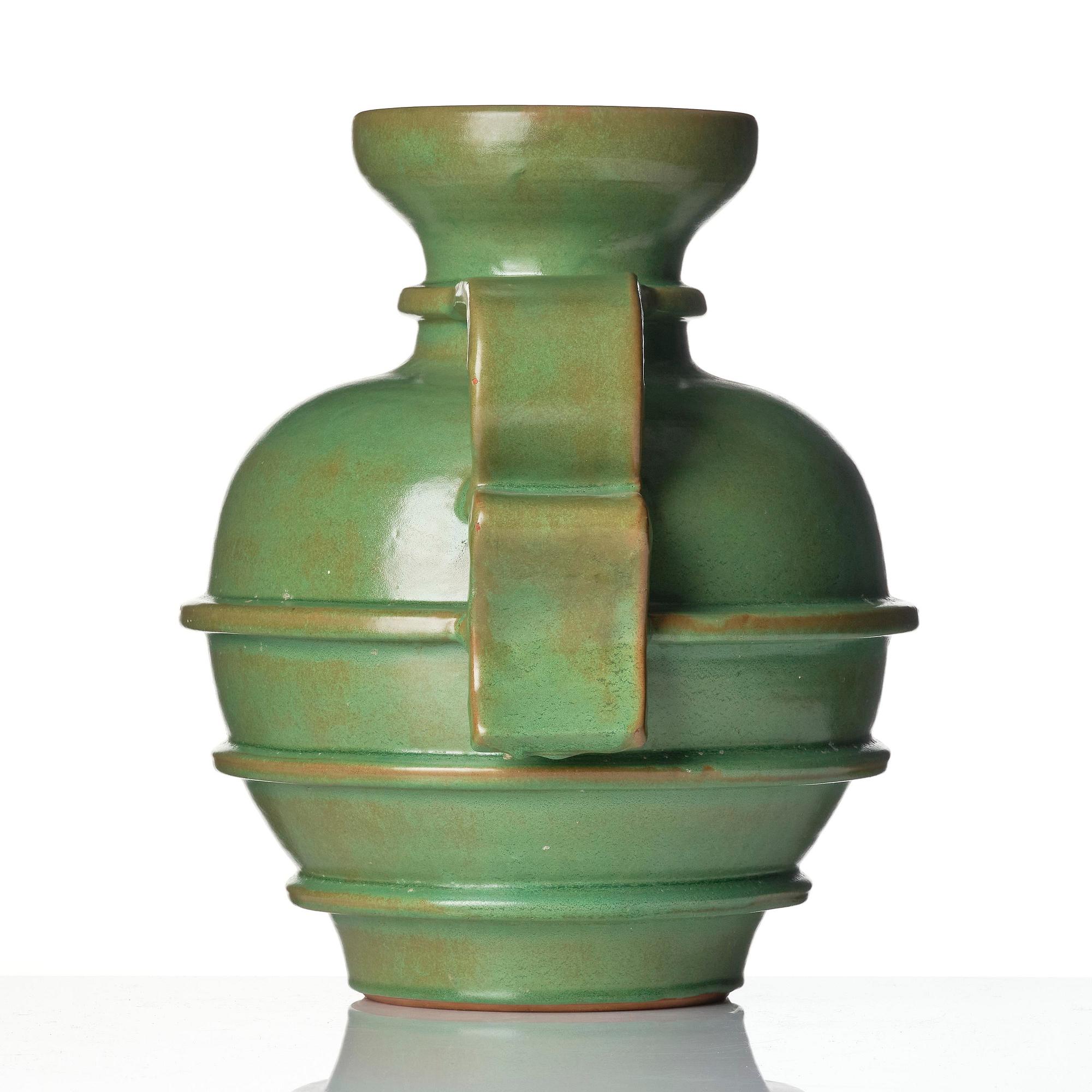 Allan Ebeling, or Albert Landin, a grand glazed earthenware vase, Sigtuna keramik, Sweden, 1937-40.