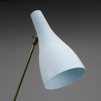 VÄGGLAMPA, mässing och stål, 1950-tal.