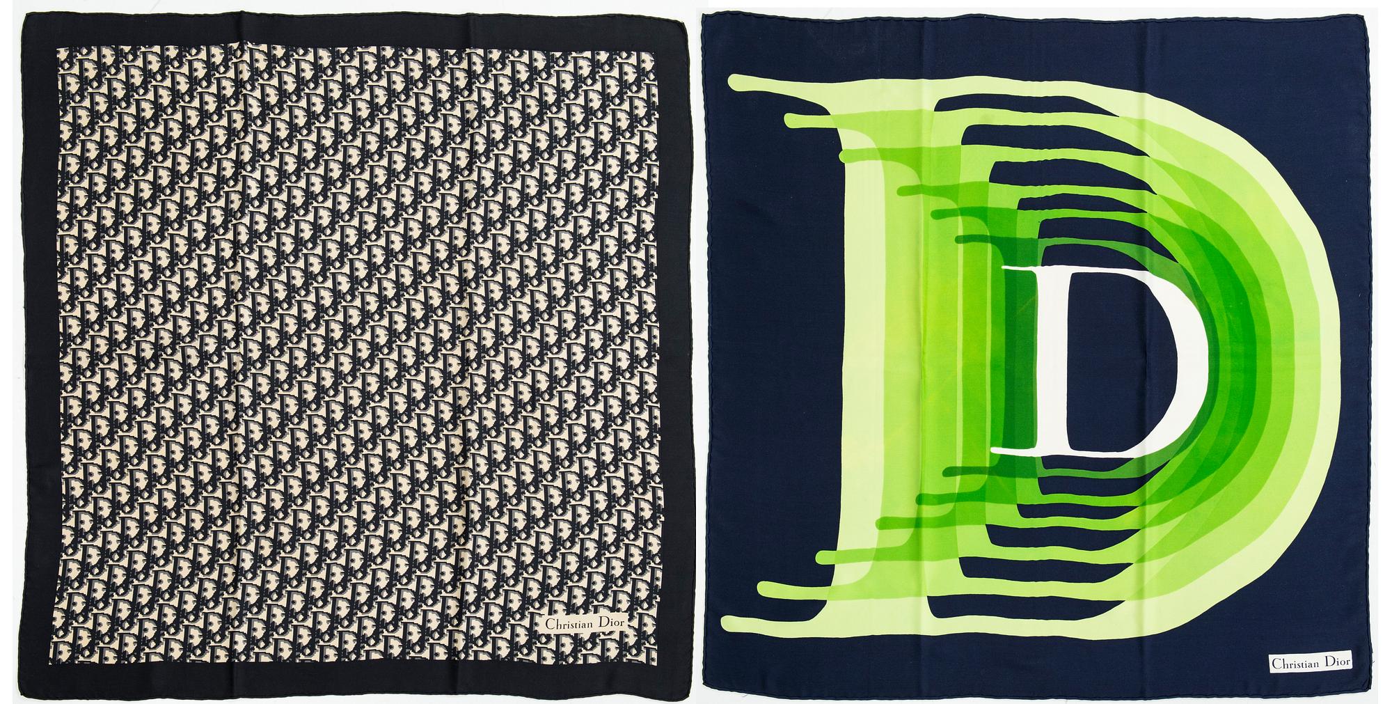 Christian Dior, two silk scarves.