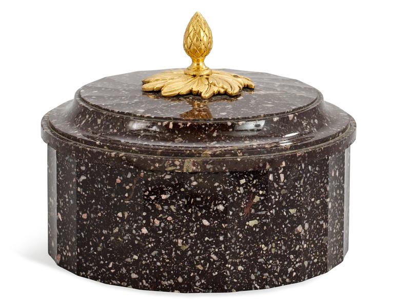 A Swedish Empire porphyry butter box.