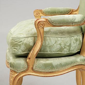 A pair of Swedish Rococo 18th century armchairs.