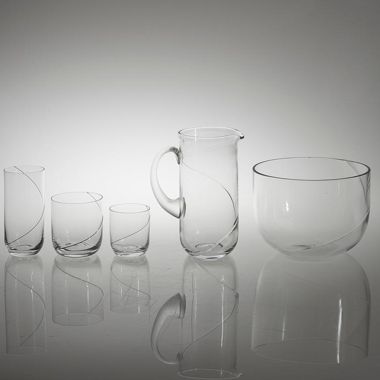 44 pieces of glass table ware, "Line" designed by Anna Ehrer for Kosta Boda.