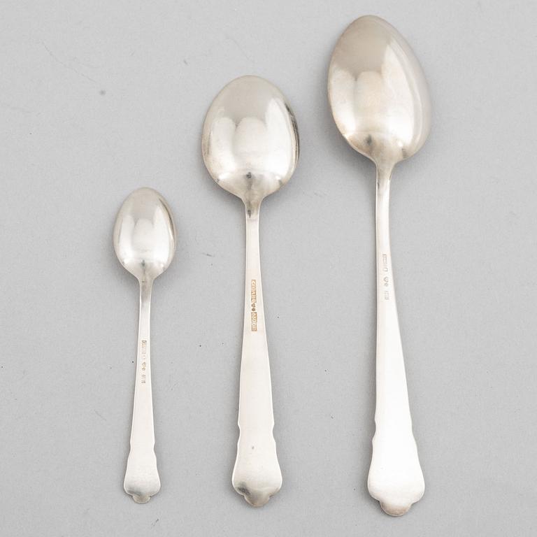 A set of 27 Swedish silver spoons, model 'Chippendale', mark of GAB, including Stockholm 1963.