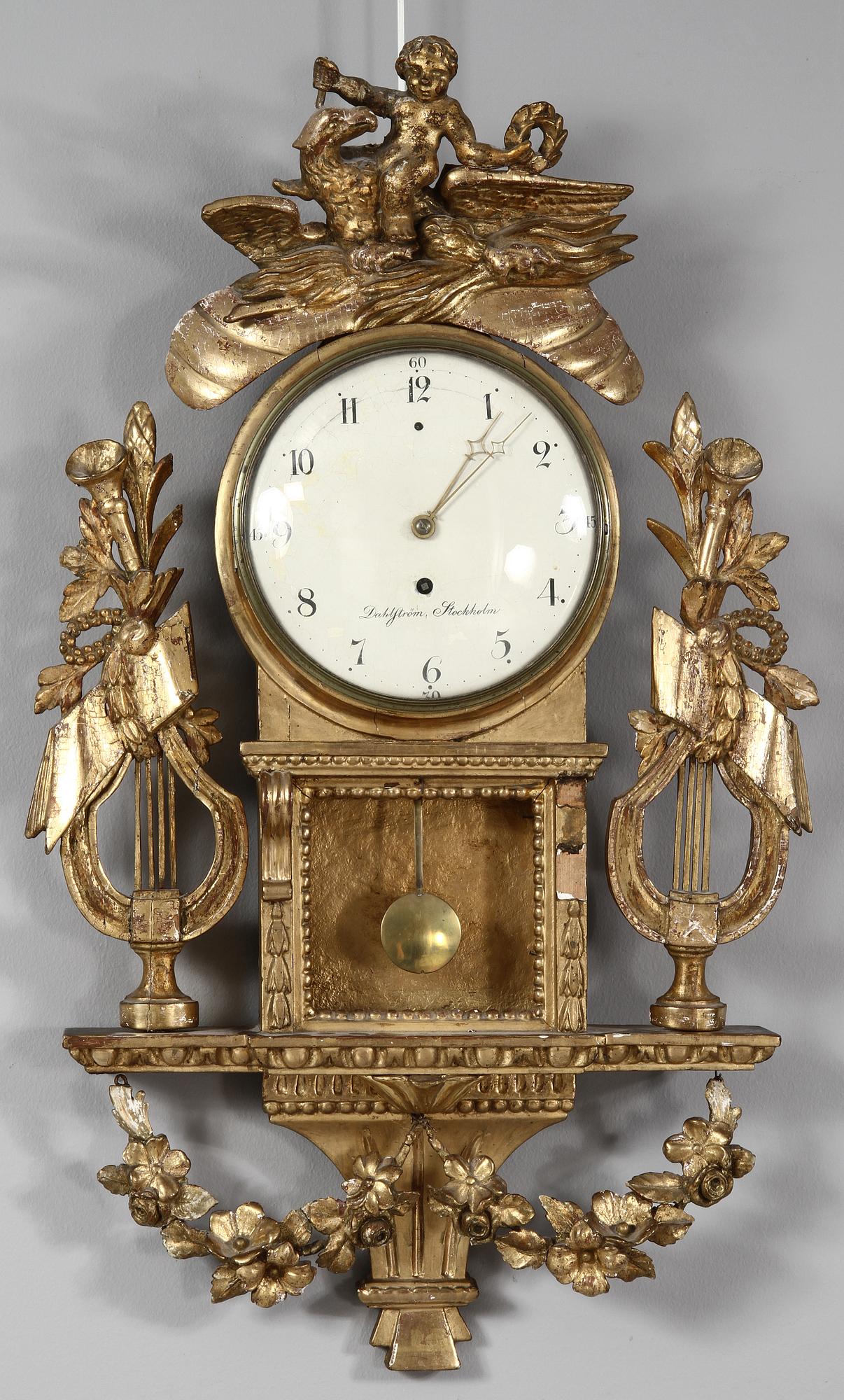 VÄGGPENDYL, sengustaviansk, Israel Dahlström, 1800-talets första kvartal.