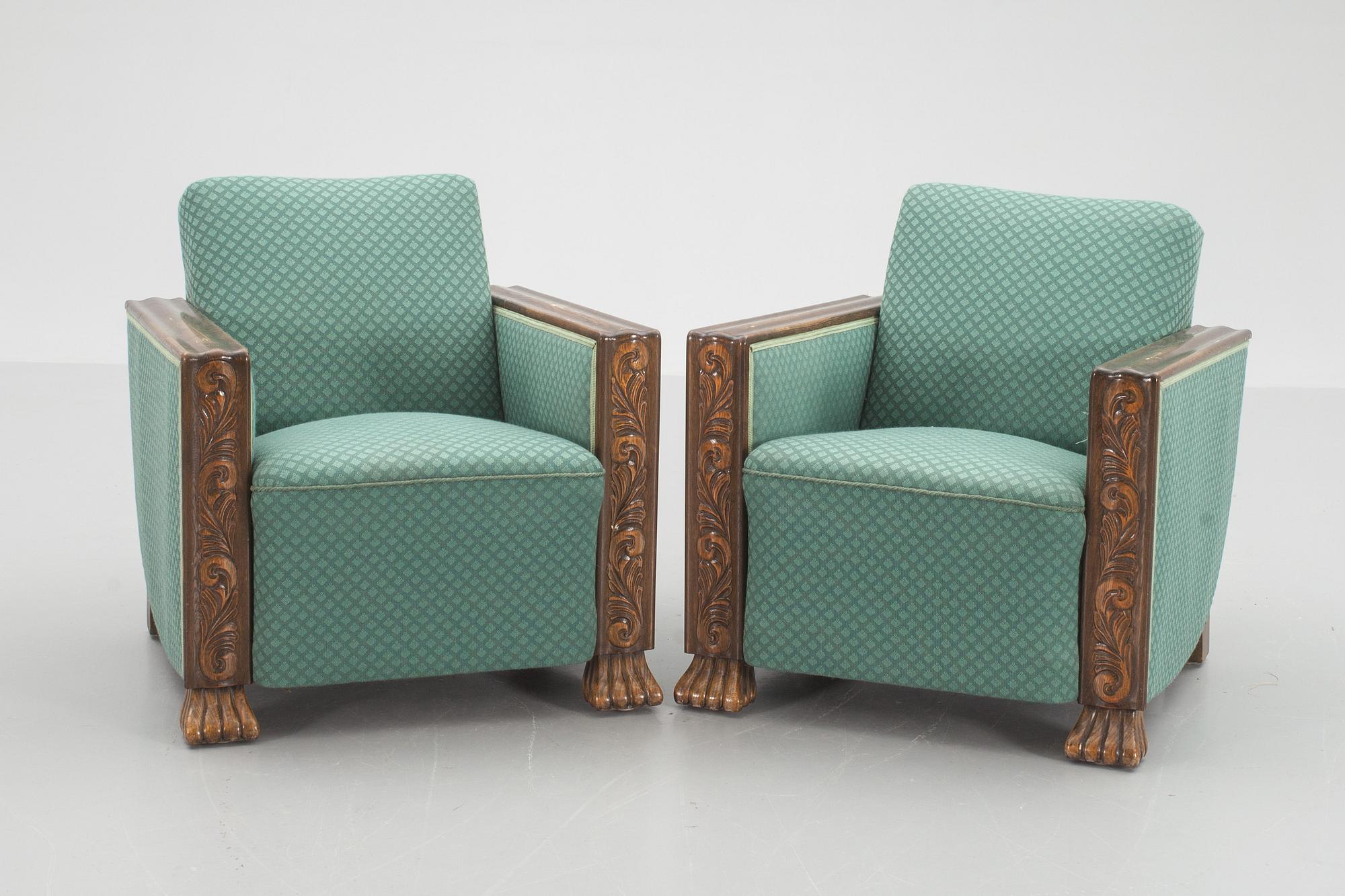 FÅTÖLJER, ett par, Art deco, 1900-talets första hälft.
