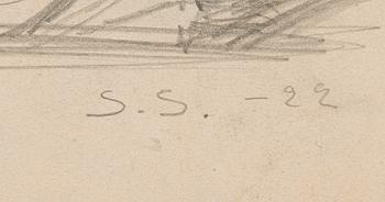 Santeri Salokivi, En grupp nakenmodeller med Urna, 2 st, samt urna från Konstnärens hem.