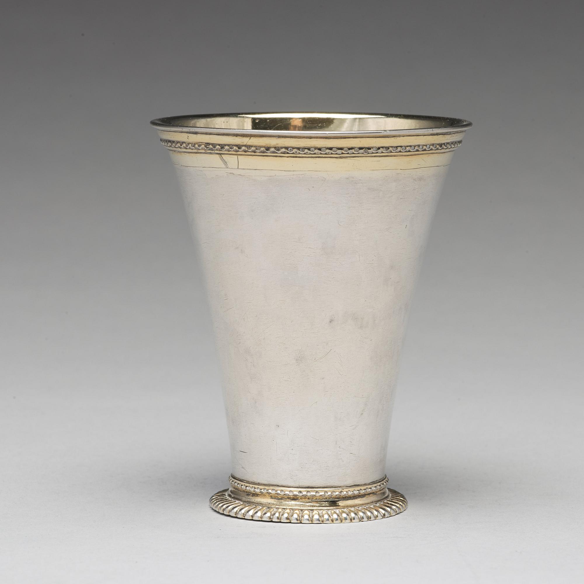 A Swedish 18th century parcel-gilt silver beaker, mark of Lucas van der Hagen, Stockholm 1726.