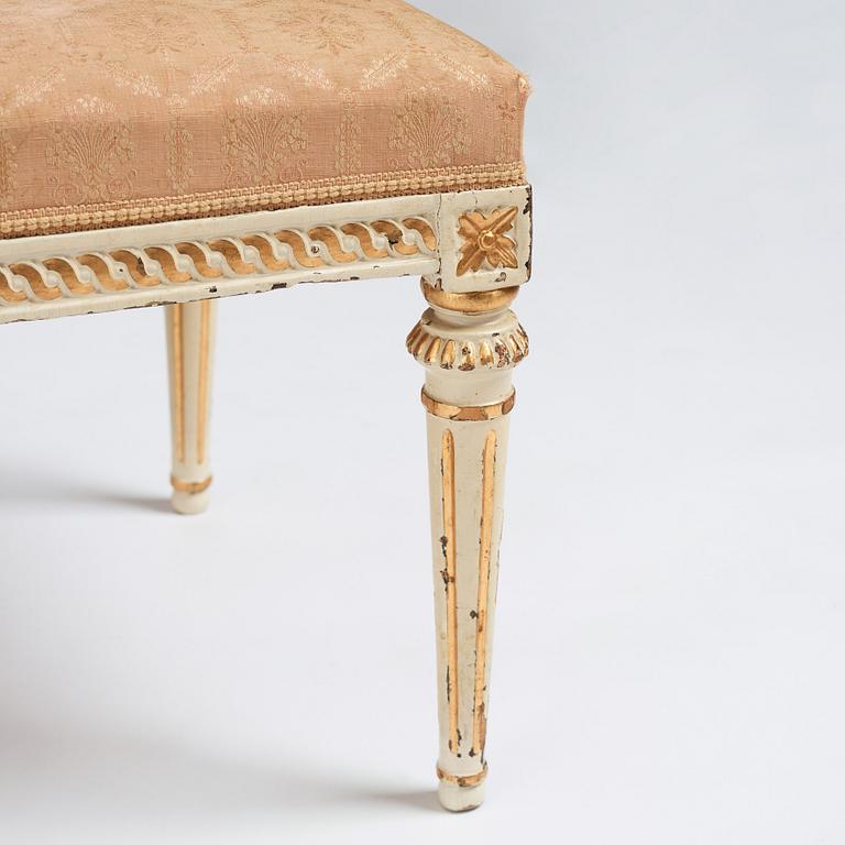 A set of four carved Gustavian chairs, late 18th century.