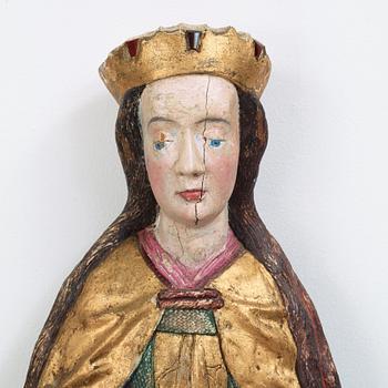 SKULPTURER, två stycken, sengotiska, 1400-tal, troligen Nordtyskland.