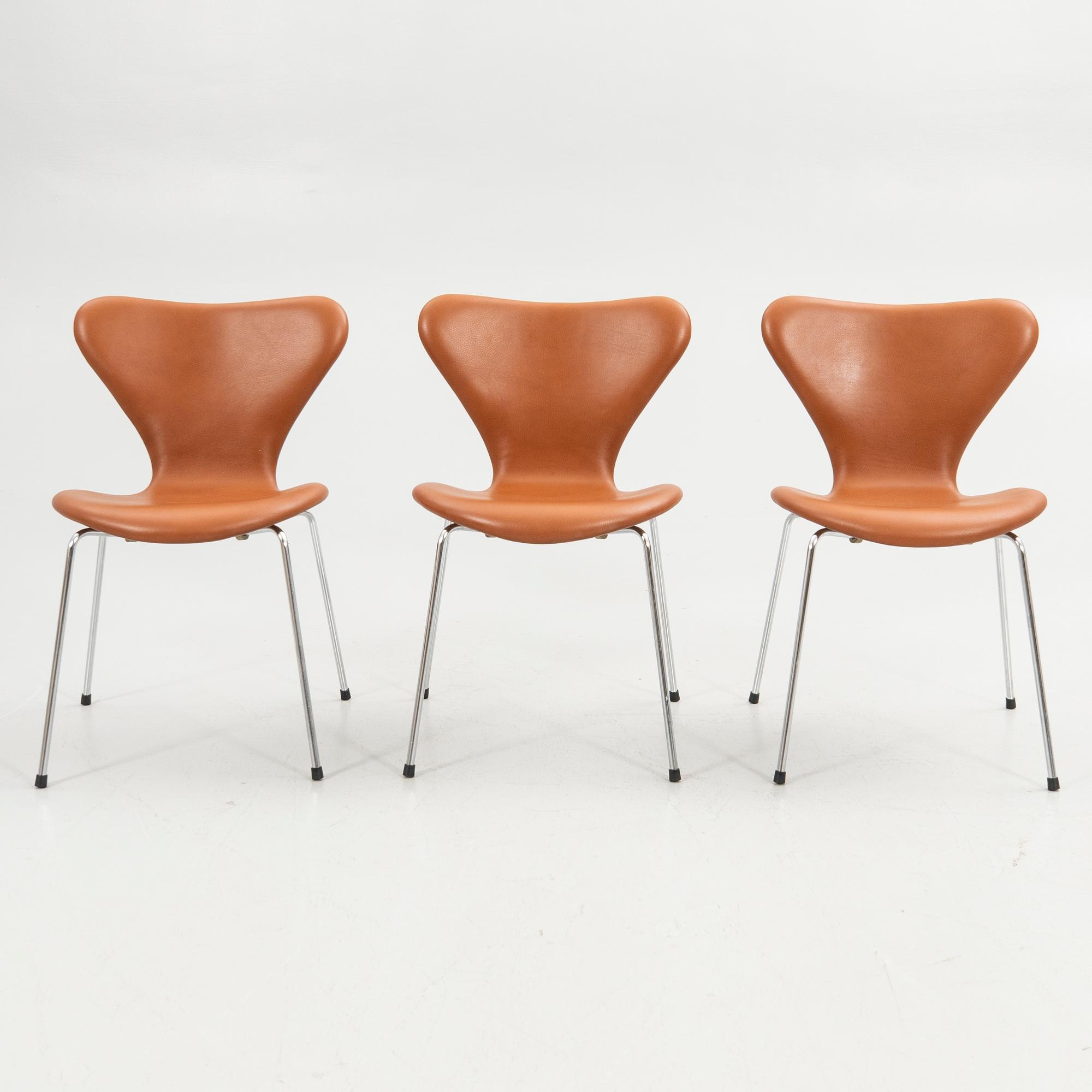 Arne Jacobsen, stolar, 6 st, "Sjuan", Fritz Hansen, Danmark.