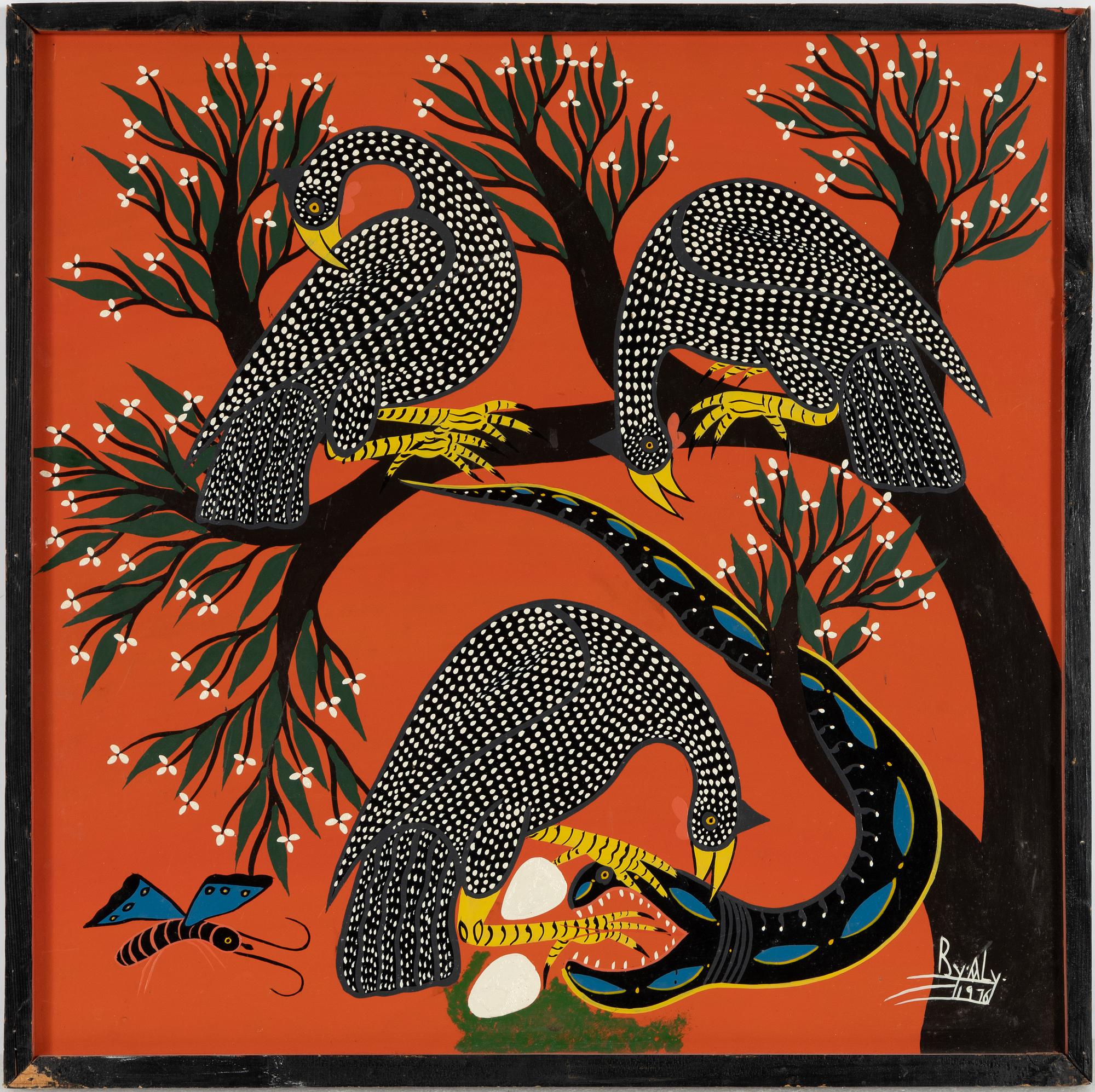Aly, Tingatinga painting, Exotic Birds.