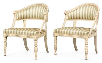 875. A pair of Gustavian armchairs.