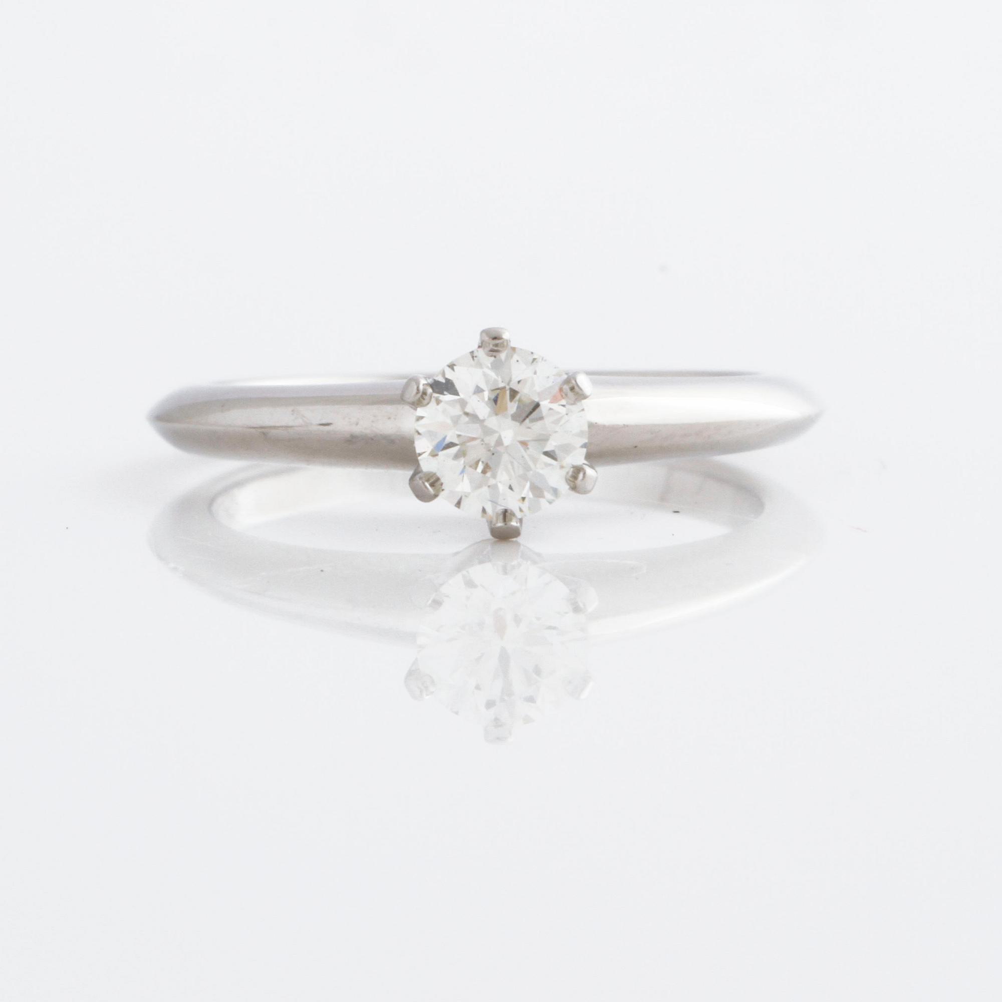 A 0.37 cts brilliant cut diamond Tiffany & Co ring.