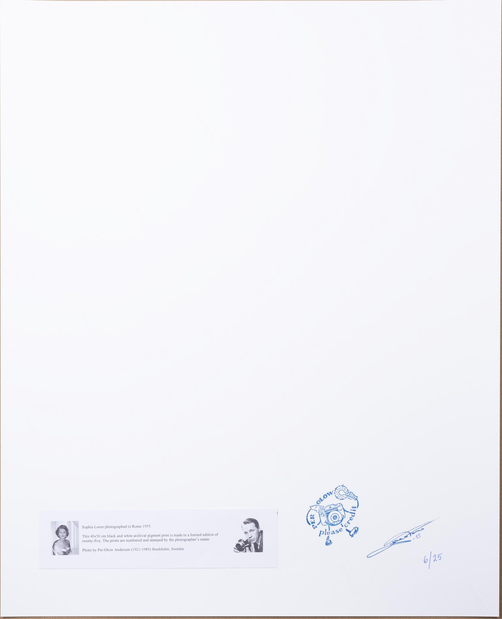 Per-Olow Anderson, "Sophia Loren photographed in Rome 1955".