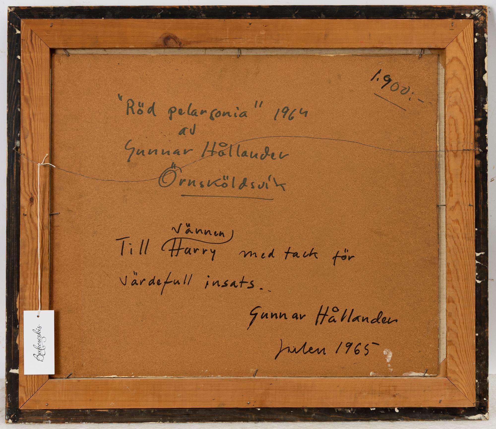 Gunnar Hållander, "Röd pelargonia".