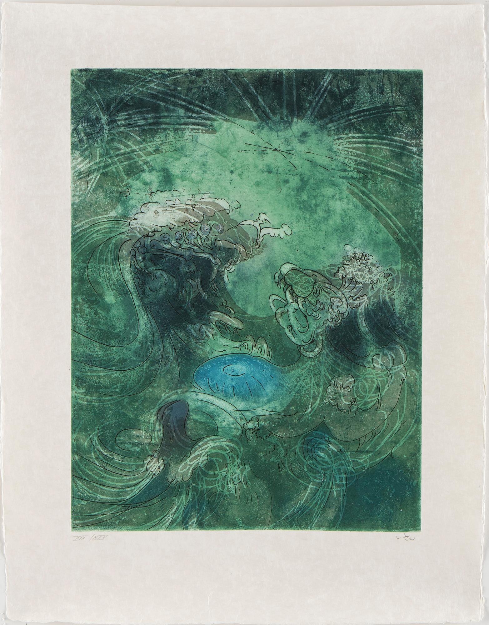 ROBERTO MATTA, Suite with 10 aquatints in colours, 1975, on Japon nacré paper.