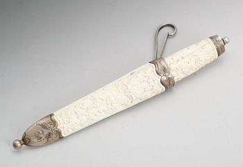 KNIV MED SLIDA, ben och silver, Norge, tidigt 1900-tal.