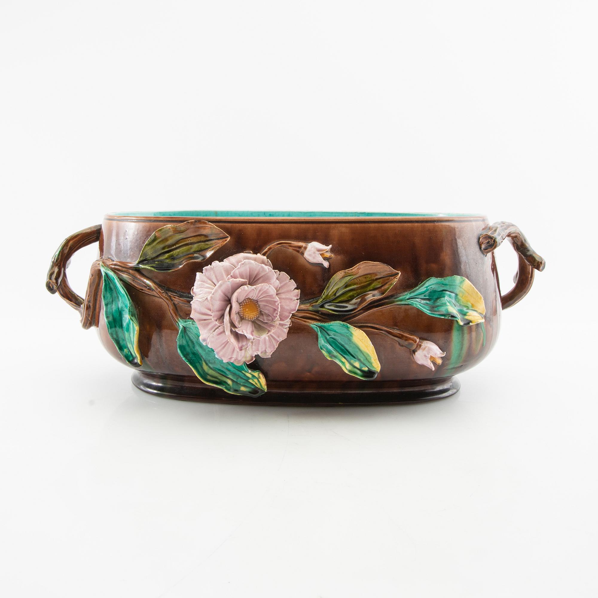 Jardinière Jugend early 20th century stoneware.