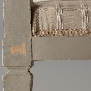 A pair of Gustavian late 18th century armchairs by Johan Erik Höglander (master in Stockholm 1777).