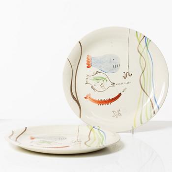 Stig Lindberg, plates 9 pcs, "Löja", Gustavsberg 1948-62.