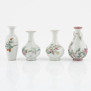 A set of eight Chinese vases, late Qing dynasty/20th Century.