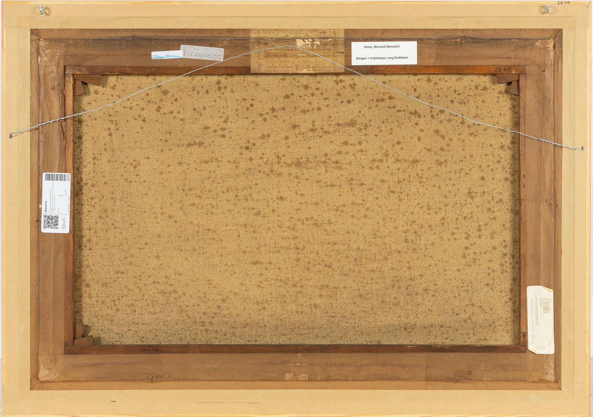 Bernard Benedict Hemy, Barges och linjeskepp i engelsk flodhamn.