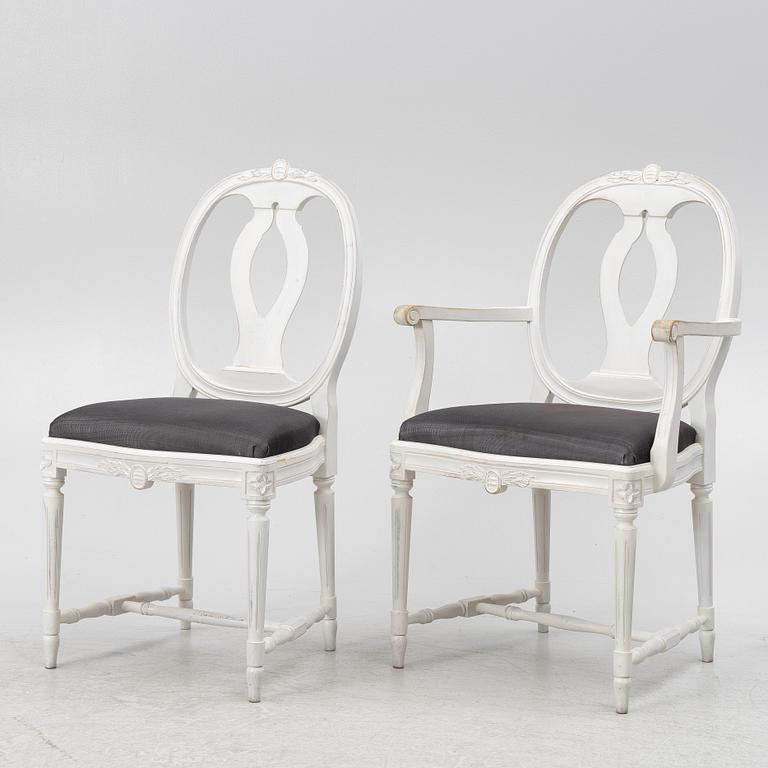 Matsalsgrupp, 13 delar, gustaviansk stil, 1900-talets andra hälft.