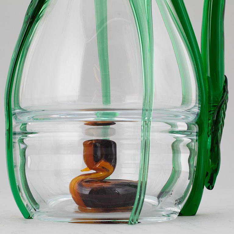 A Kosta Boda glass ewer by Ernst Billgren, late 20th Century.