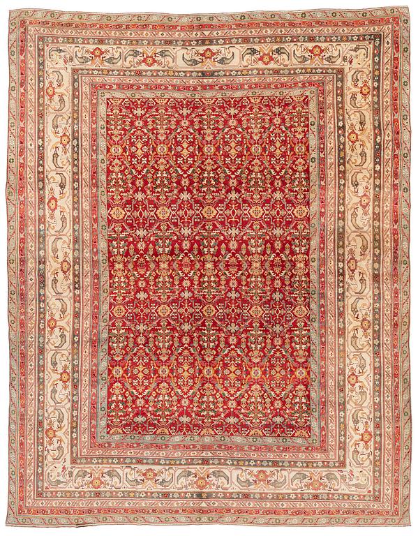 An antique Agra carpet, North India, c. 470 x 370 cm.