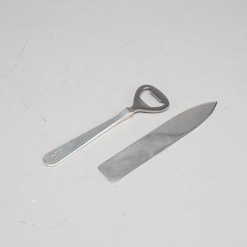 A WIWEN NILSSON LETTER KNIFE and MGAB BOTTLE OPENER, silver, 1968.