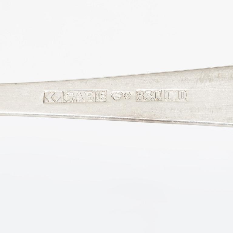 Jakob Ängman, 24 pieces of silver fish cutlery, model Rosenholm, GAB, Eskilstuna, 1977-78.