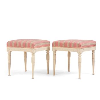 A pair of late Gustavian stools by E. Öhrmark (master in Stockholm 1777-1813).