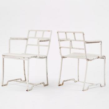 Carl Hörvik, a set of four garden chairs, possibly produced by Thulins vagnfabrik, Skillingaryd, Sweden.