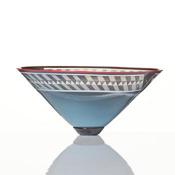 Ann Wolff, (Ann Wärff), an engraved and etched cameo glass bowl, probably Kosta 1969.