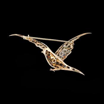 BROSCH, silver, guld och rosenslipade diamanter, sent 1800-tal.