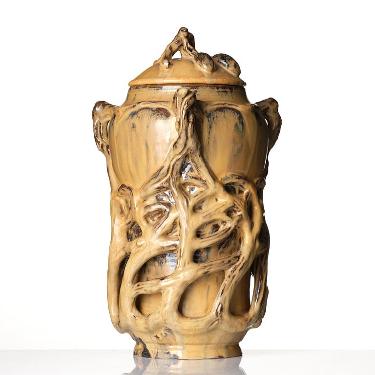 Nils Emil Lundström, an Art Nouveau glazed ceramic lidded jar, Rörstrand, Sweden, early 20th century.