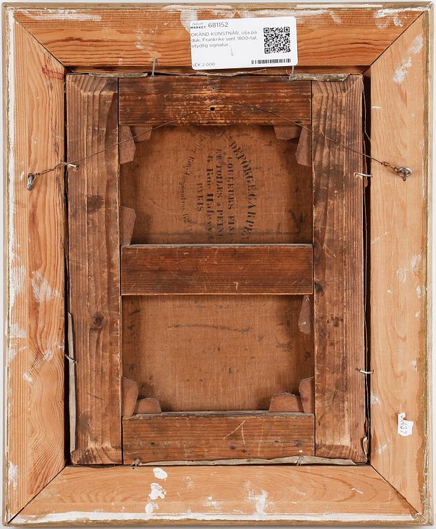 OKÄND KONSTNÄR, olja på duk, Frankrike sent 1800-tal, otydlig signatur.