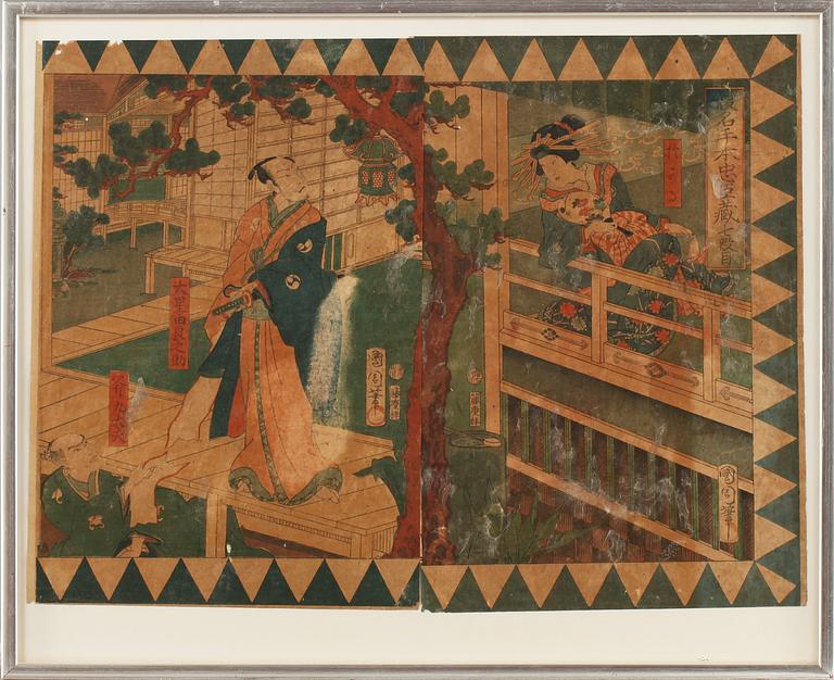 TOYOHARA KUNICHIKA, träsnitt, Japan, 1800-tal.