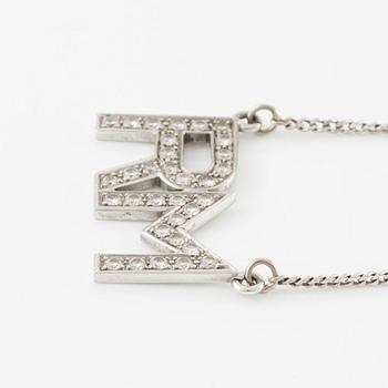 A necklace in 18K white gold set with round brilliant-cut diamonds, "RM".