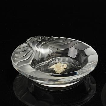LALIQUE, 3 pcs glass, bowl, vase and box.