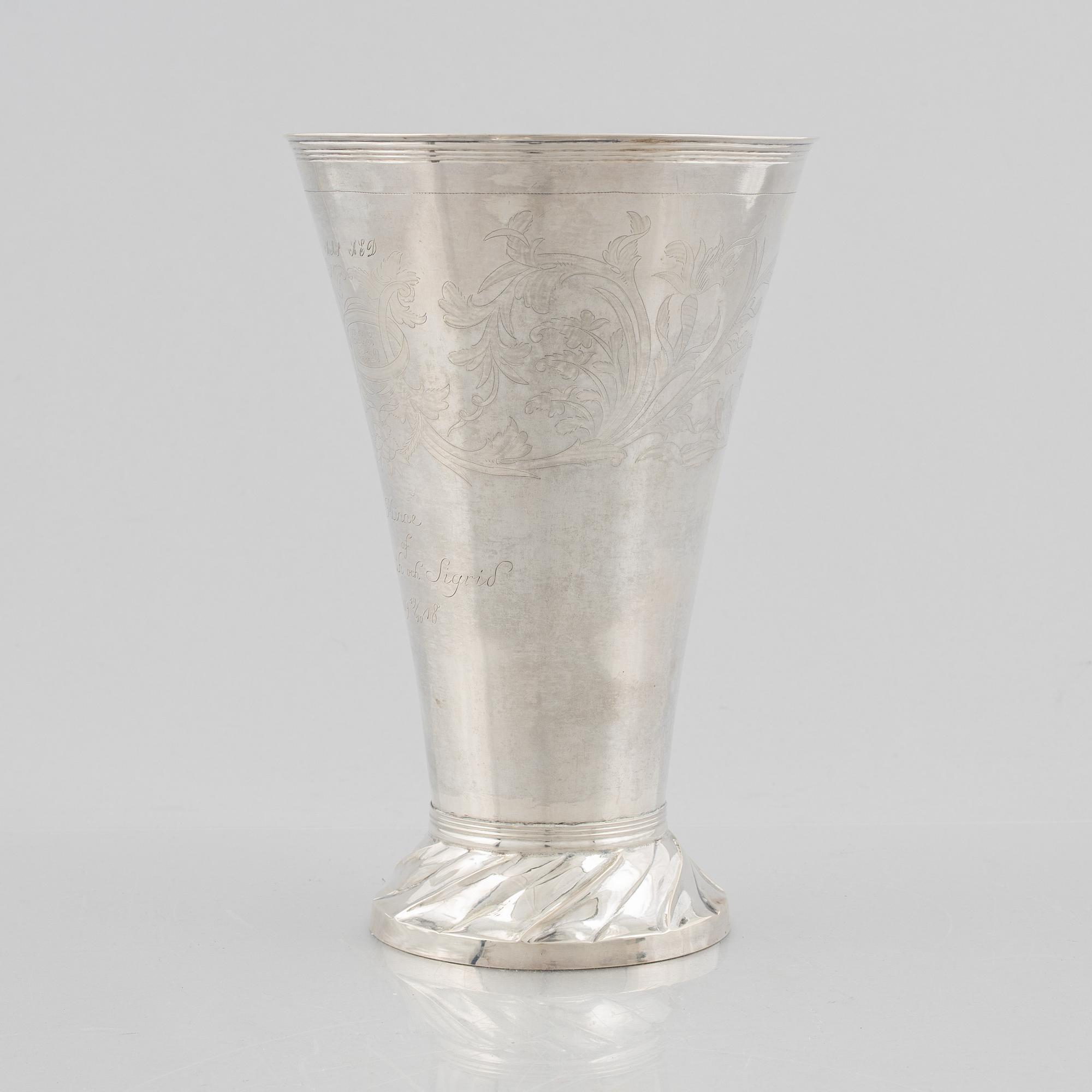 A silver beaker by Lars Löfgren, Hudiksvall (1797-1853).