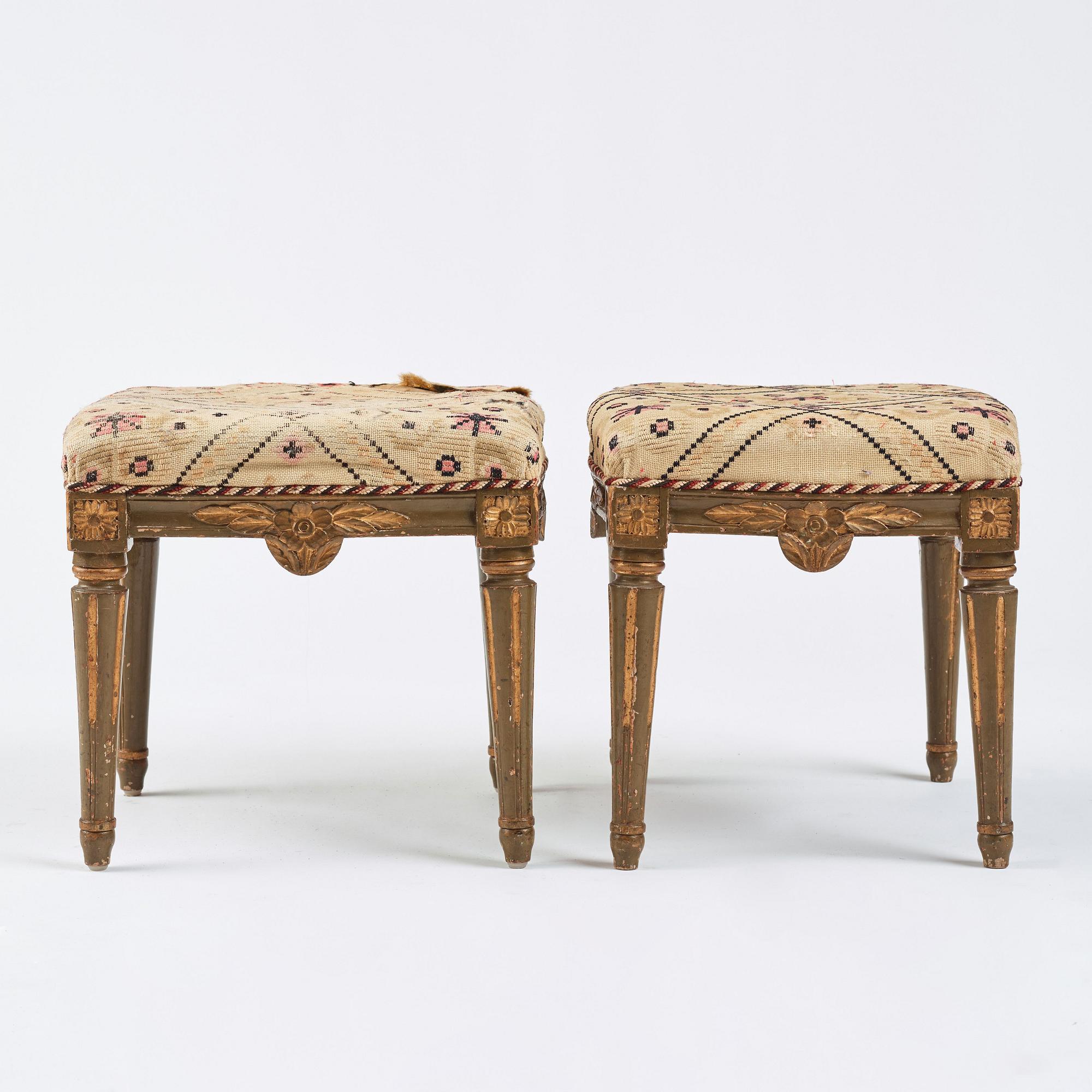 Taburetter, ett par, av Jakob Malmsten (mästare i Stockholm 1780-1788), Gustavianska.