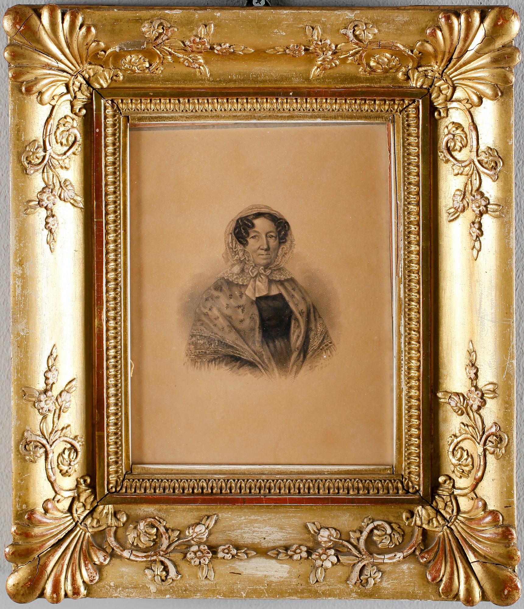 OKÄND KONSTNÄR, blyerts, otydligt signerad möjligen Röhl och daterad 1841.