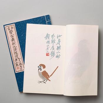 Book, two volumes with 80 woodcuts in colours, 'Beijing Rongbaozhaixinji Shijianpu', Beijing 1955.